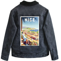 Nice // France Travel 1935 Unisex Sherpa-lined Denim Jacket | Artistshot