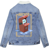 Arcade Machine Retro Game Unisex Sherpa-lined Denim Jacket | Artistshot