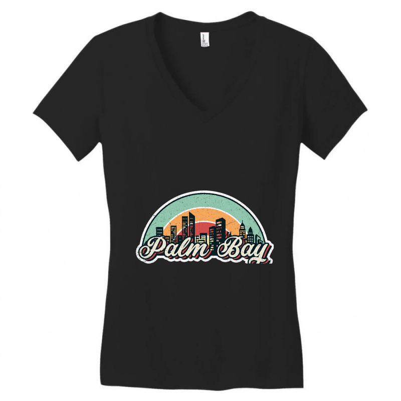 Palm Bay City Retro Women's V-Neck T-Shirt by cryingfamilies16 | Artistshot