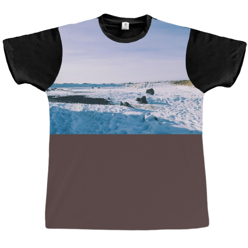 Snowy View In Njardvik  Blue Quote Graphic T-shirt | Artistshot