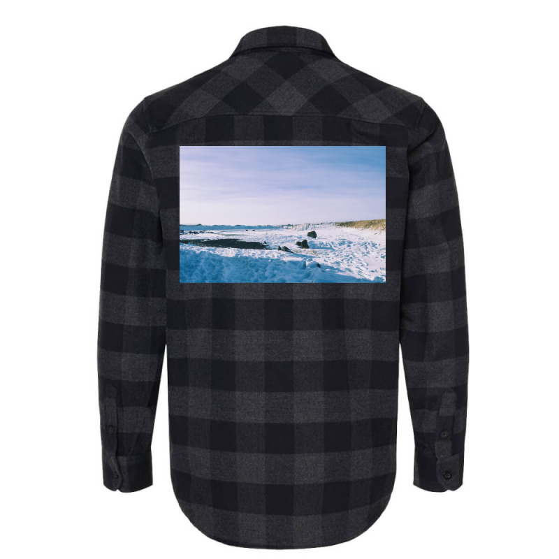 Snowy View In Njardvik  Blue Quote Flannel Shirt | Artistshot