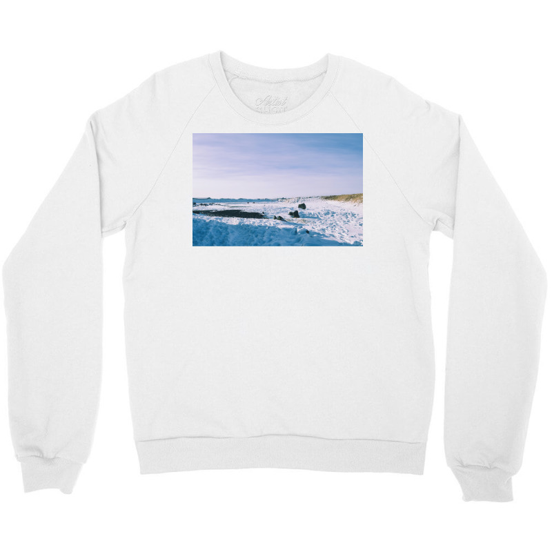 Snowy View In Njardvik  Blue Quote Crewneck Sweatshirt | Artistshot