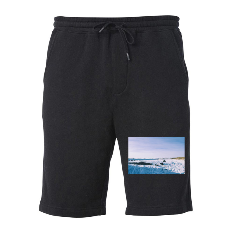 Snowy View In Njardvik  Blue Quote Fleece Short | Artistshot