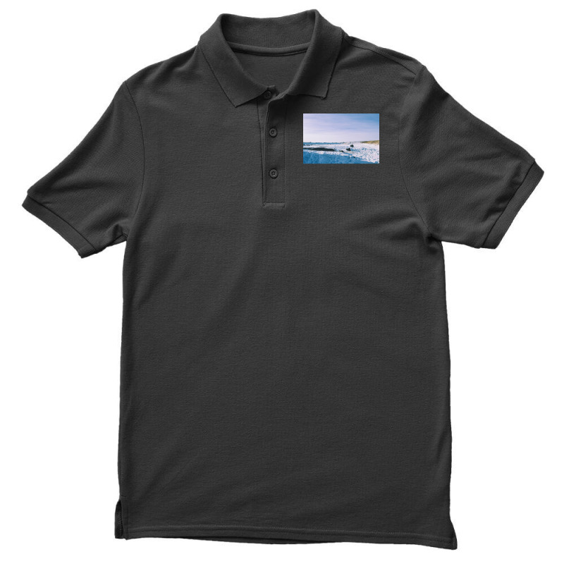 Snowy View In Njardvik  Blue Quote Men's Polo Shirt | Artistshot