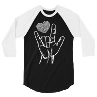 Trending Love Sign Language Asl Heart Valentine's Day For Him 3/4 Sleeve Shirt | Artistshot