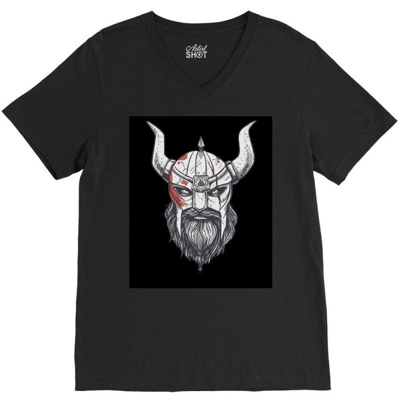 Viking Warrior Head Illustration Image  Gift Hippie V-Neck Tee by wedmanrolingf | Artistshot