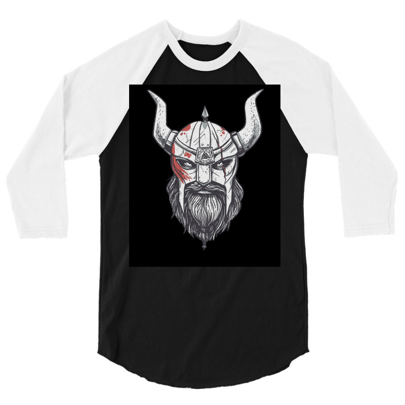 Viking Warrior Head Illustration Image  Gift Hippie 3/4 Sleeve Shirt by wedmanrolingf | Artistshot