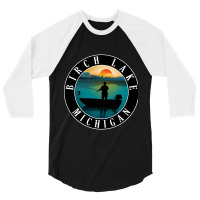 Birch Lake Fishing Michigan Sunset 3/4 Sleeve Shirt | Artistshot