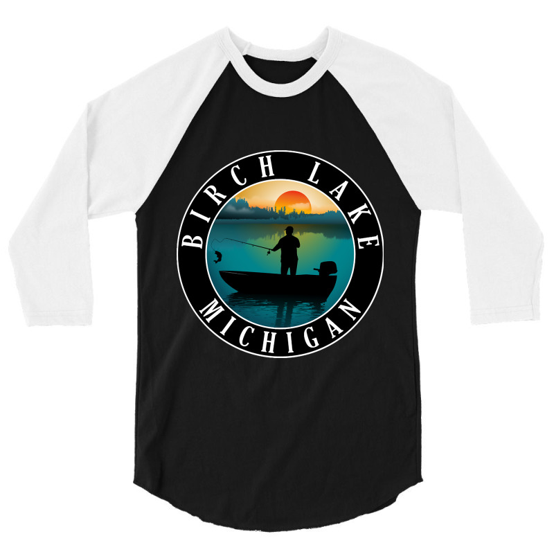 Birch Lake Fishing Michigan Sunset 3/4 Sleeve Shirt | Artistshot