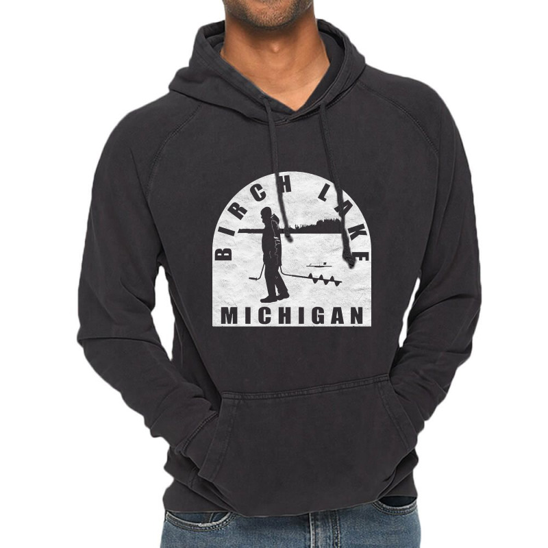 Birch Lake Ice Fishing Michigan Vintage Hoodie | Artistshot