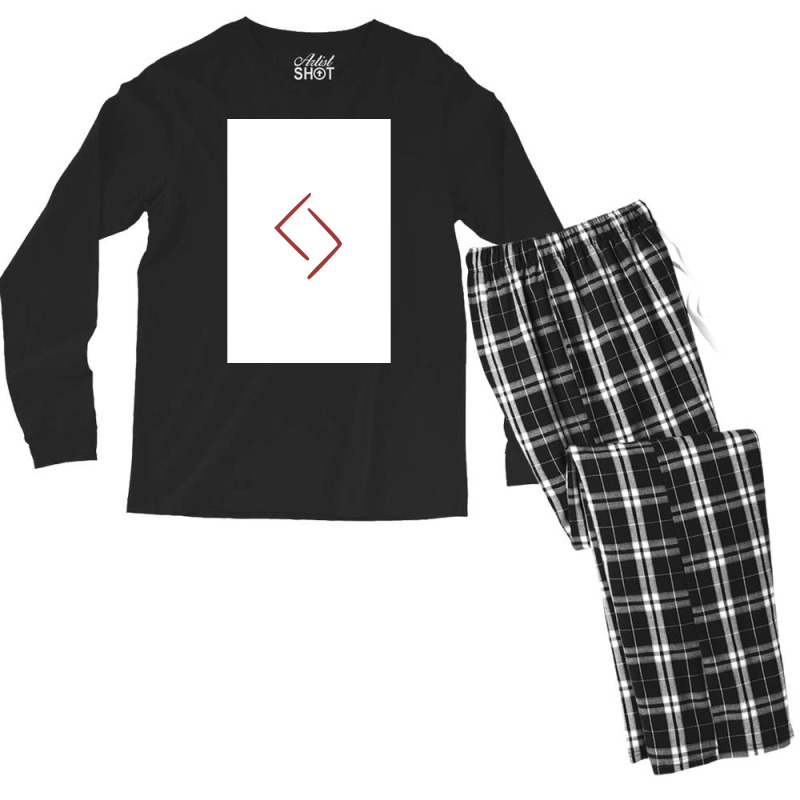 Viking Norse Rune Jera Simple Red Amp White  80s Hippie Men's Long Sleeve Pajama Set | Artistshot