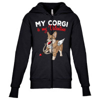 Trending My Corgi Is My Valentine Dog Lover Corgis Valentines Day Youth Zipper Hoodie | Artistshot