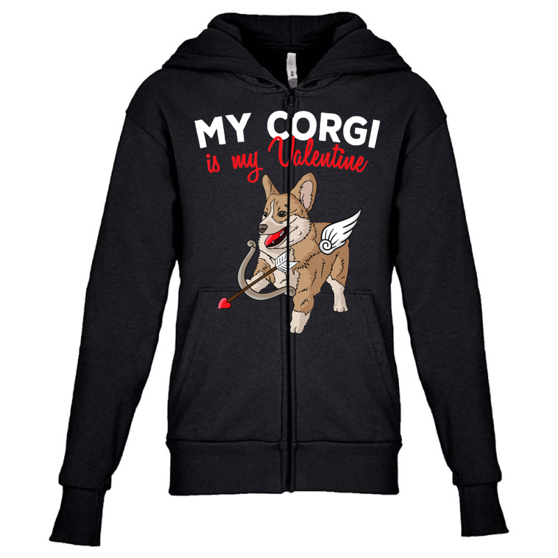 Trending My Corgi Is My Valentine Dog Lover Corgis Valentines Day Youth Zipper Hoodie by Hugo Flowers | Artistshot