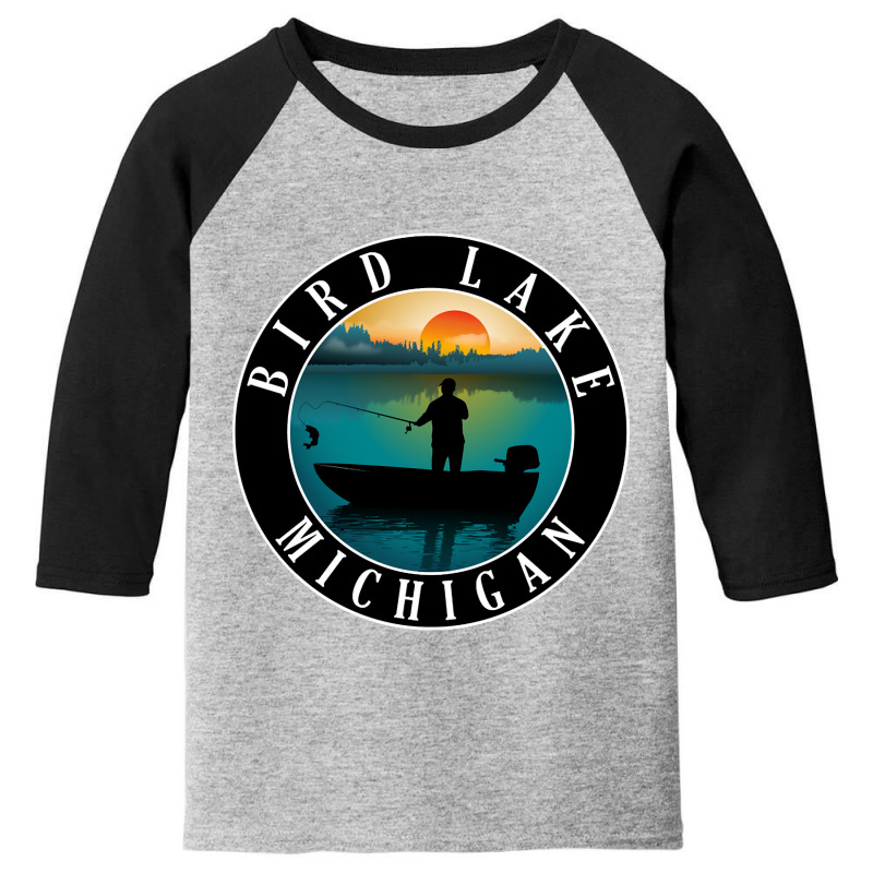 Bird Lake Fishing Michigan Sunset Youth 3/4 Sleeve | Artistshot