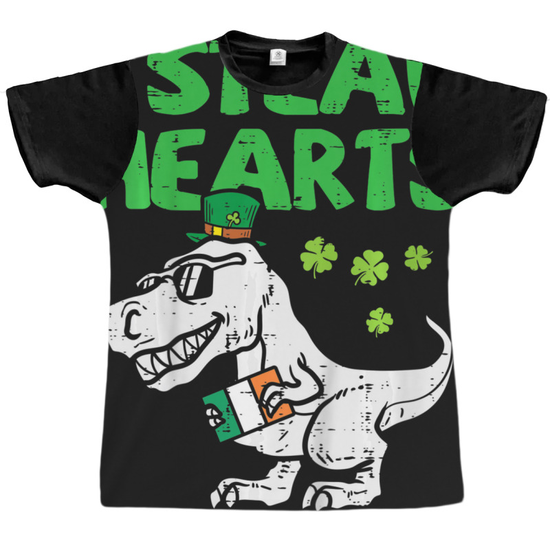 Limited Edition Kids I Steal Hearts T-rex Dinosaur Dino St Patricks Da Graphic T-shirt | Artistshot