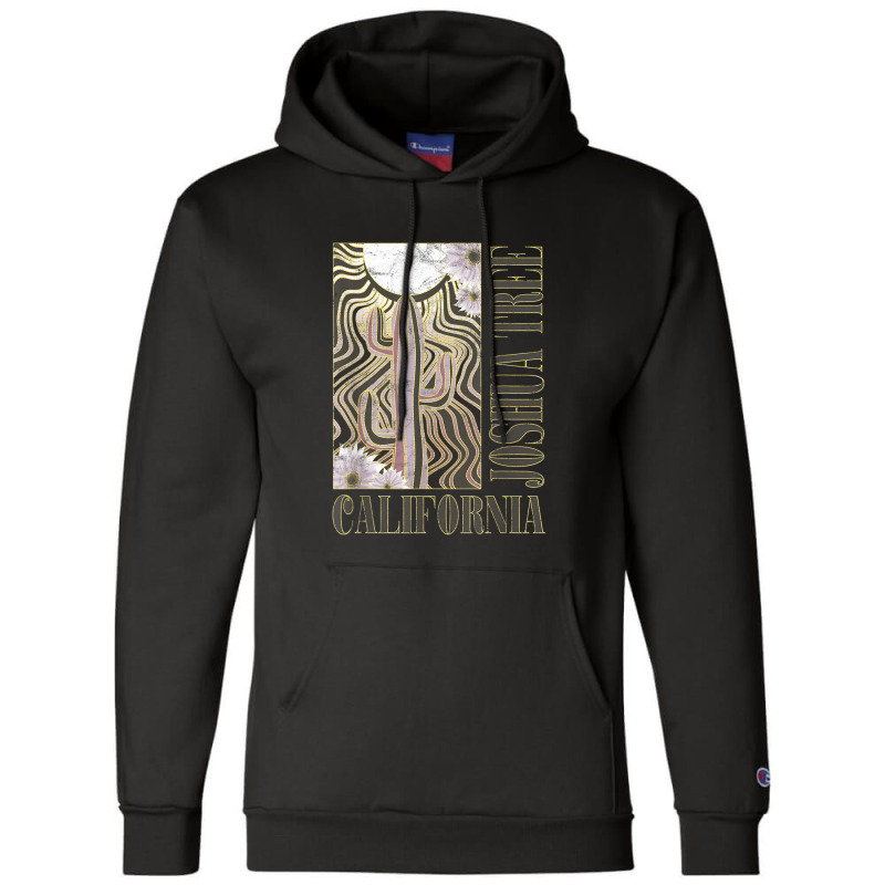 California Joshua Tree Wavy Sun Desert Cactus Champion Hoodie | Artistshot