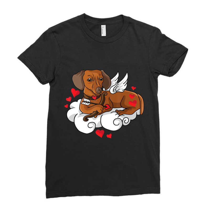 Limited Edition I Love My Dachshund Cupid Dog Lover Valentines Day Dog Ladies Fitted T-Shirt by Bostic Walling | Artistshot