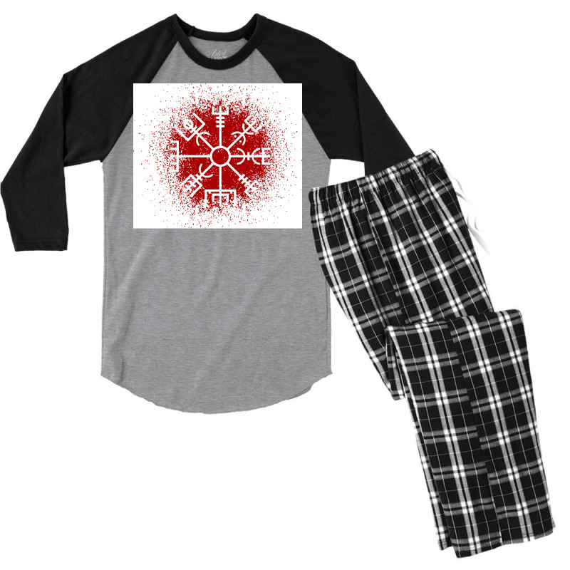 Vegvisir Red Spray  Yellow Blue Men's 3/4 Sleeve Pajama Set | Artistshot