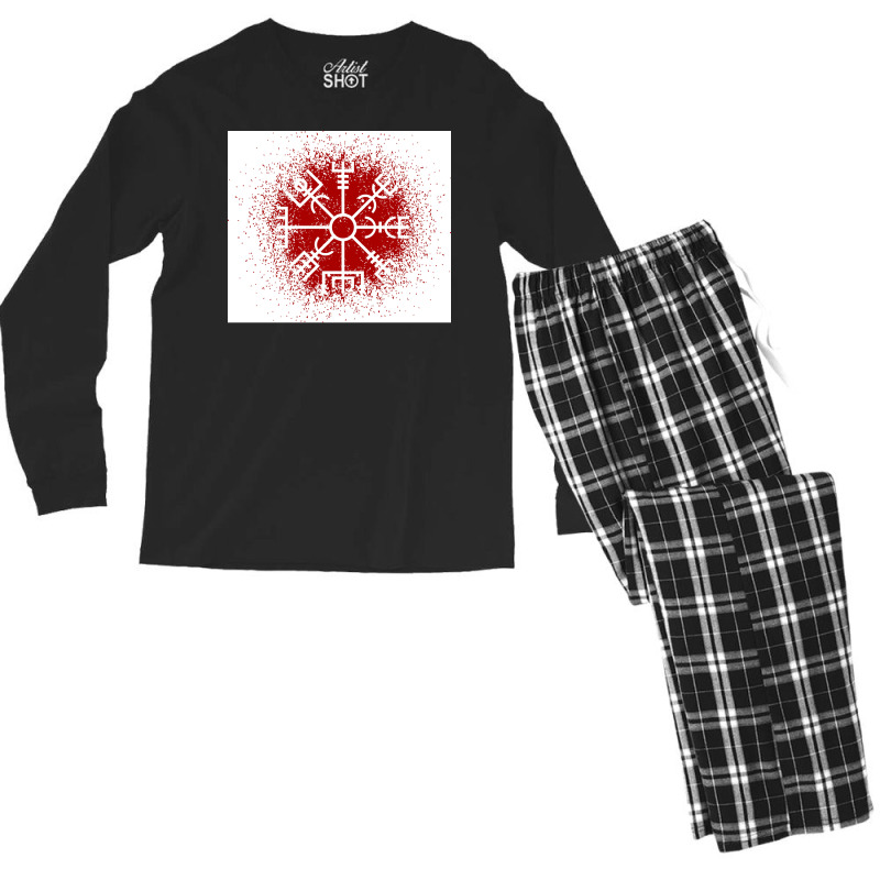 Vegvisir Red Spray  Yellow Blue Men's Long Sleeve Pajama Set | Artistshot