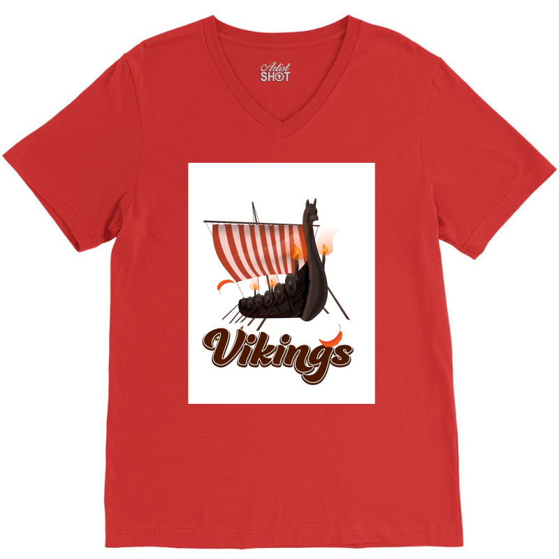 Vikings  Green Retro V-neck Tee | Artistshot