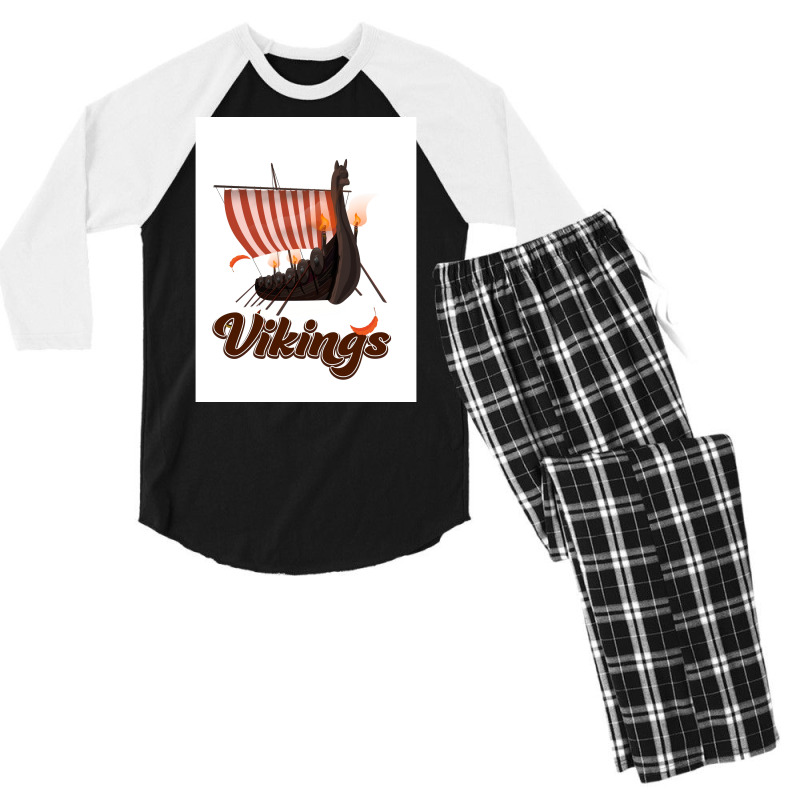 Vikings  Green Retro Men's 3/4 Sleeve Pajama Set | Artistshot