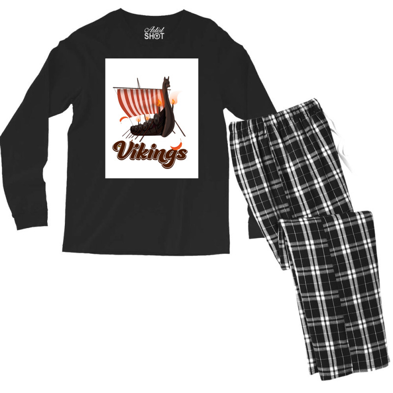 Vikings  Green Retro Men's Long Sleeve Pajama Set | Artistshot