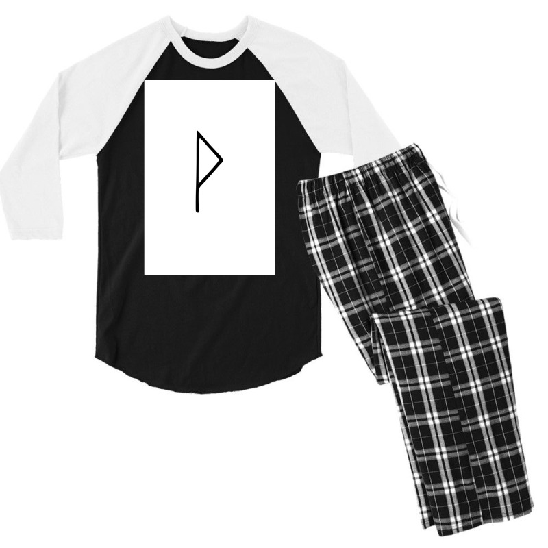 Viking Norse Rune Wunjo Simple Black Amp White  Red Cool Men's 3/4 Sleeve Pajama Set | Artistshot