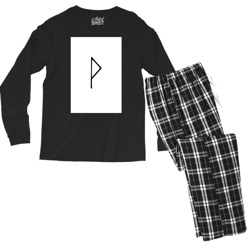 Viking Norse Rune Wunjo Simple Black Amp White  Red Cool Men's Long Sleeve Pajama Set | Artistshot