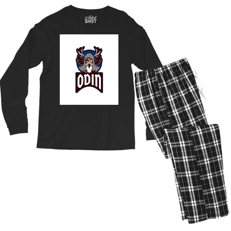 Viking Odin Norse God  Blue 70s Men's Long Sleeve Pajama Set | Artistshot