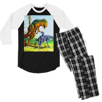 Allosaurus Vs Dryosaurus Poster Music Men's 3/4 Sleeve Pajama Set | Artistshot