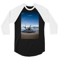 Viking Ship Sculpture Reykjavik Iceland  Aesthetic Hipster 3/4 Sleeve Shirt | Artistshot