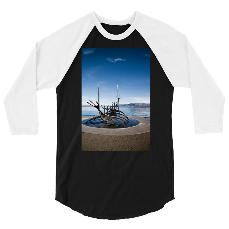 Viking Ship Sculpture Reykjavik Iceland  Aesthetic Hipster 3/4 Sleeve Shirt | Artistshot