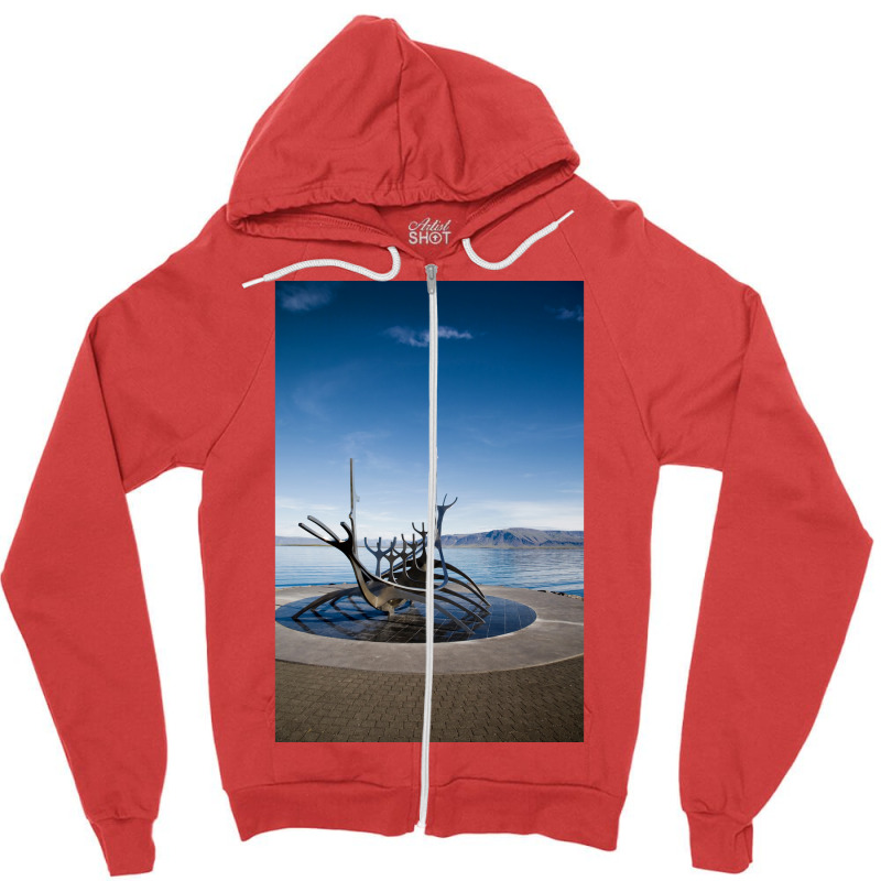 Viking Ship Sculpture Reykjavik Iceland  Aesthetic Hipster Zipper Hoodie | Artistshot