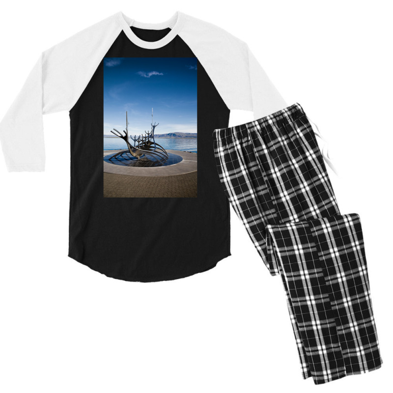 Viking Ship Sculpture Reykjavik Iceland  Aesthetic Hipster Men's 3/4 Sleeve Pajama Set | Artistshot