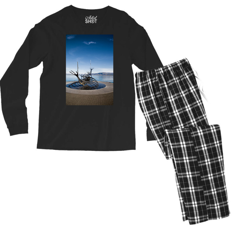 Viking Ship Sculpture Reykjavik Iceland  Aesthetic Hipster Men's Long Sleeve Pajama Set | Artistshot