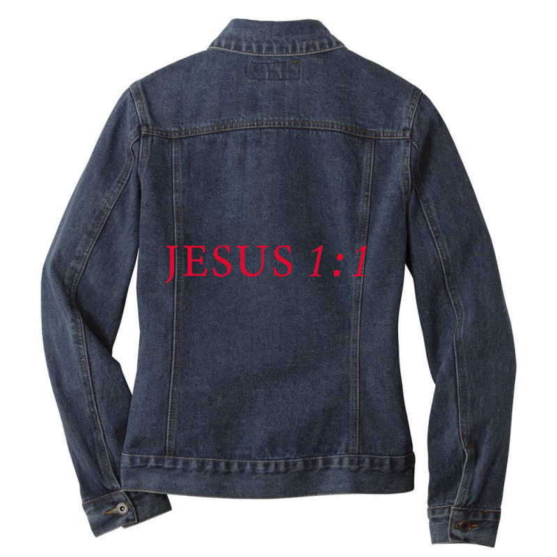 Book Of Jesus Red Ladies Denim Jacket by denverhumans58 | Artistshot