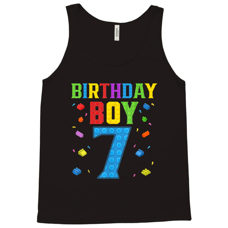 Cute 7th Birthday Gift 7 Years Old Block Building Boys Kids Tank Top | Artistshot