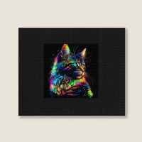 Cat Colorful Popart Landscape Canvas Print | Artistshot