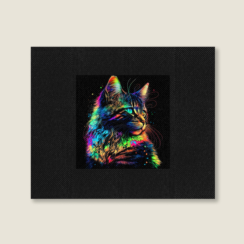 Cat Colorful Popart Landscape Canvas Print | Artistshot