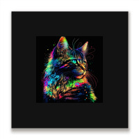 Cat Colorful Popart Metal Print Square | Artistshot