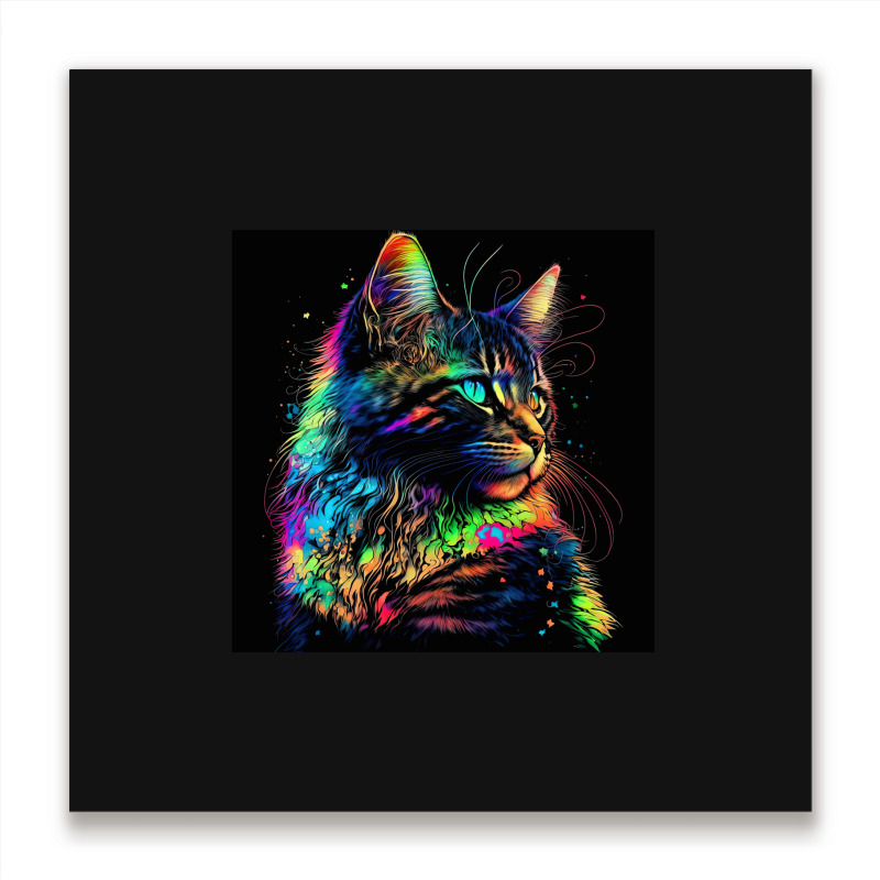 Cat Colorful Popart Metal Print Square | Artistshot