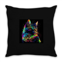 Cat Colorful Popart Throw Pillow | Artistshot