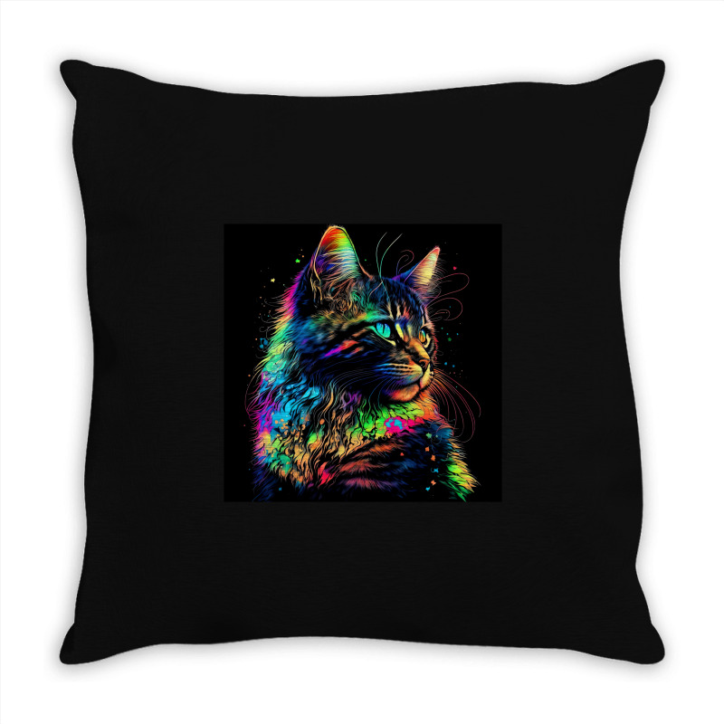 Cat Colorful Popart Throw Pillow | Artistshot