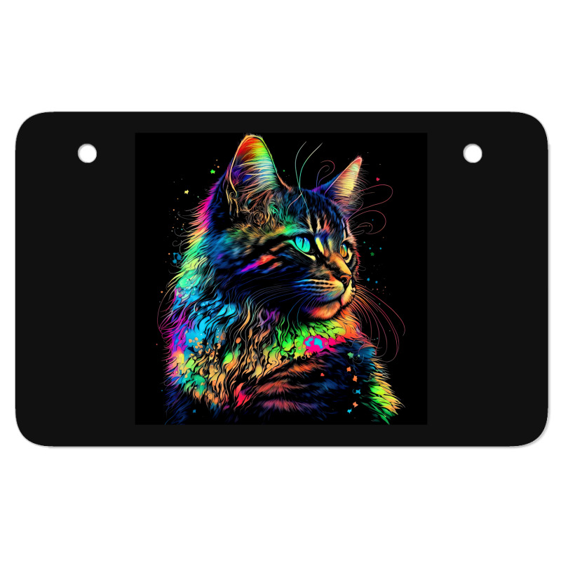 Cat Colorful Popart Atv License Plate | Artistshot