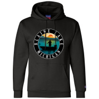 Blaine Lake Fishing Michigan Sunset Champion Hoodie | Artistshot