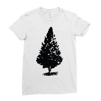 Christmas Tree Design, Tree Artwork, Single Tree Design, Conifer Ladies Fitted T-shirt | Artistshot