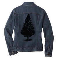 Christmas Tree Design, Tree Artwork, Single Tree Design, Conifer Ladies Denim Jacket | Artistshot