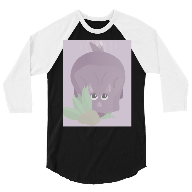 Fat Triceratops Trying To Hide Poster Gift 3/4 Sleeve Shirt | Artistshot