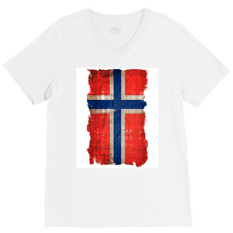 Vintage Norwegian Flag  Red Hippie V-neck Tee | Artistshot