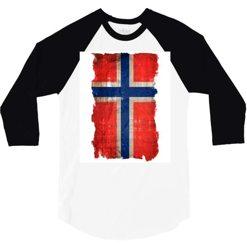 Vintage Norwegian Flag  Red Hippie 3/4 Sleeve Shirt | Artistshot